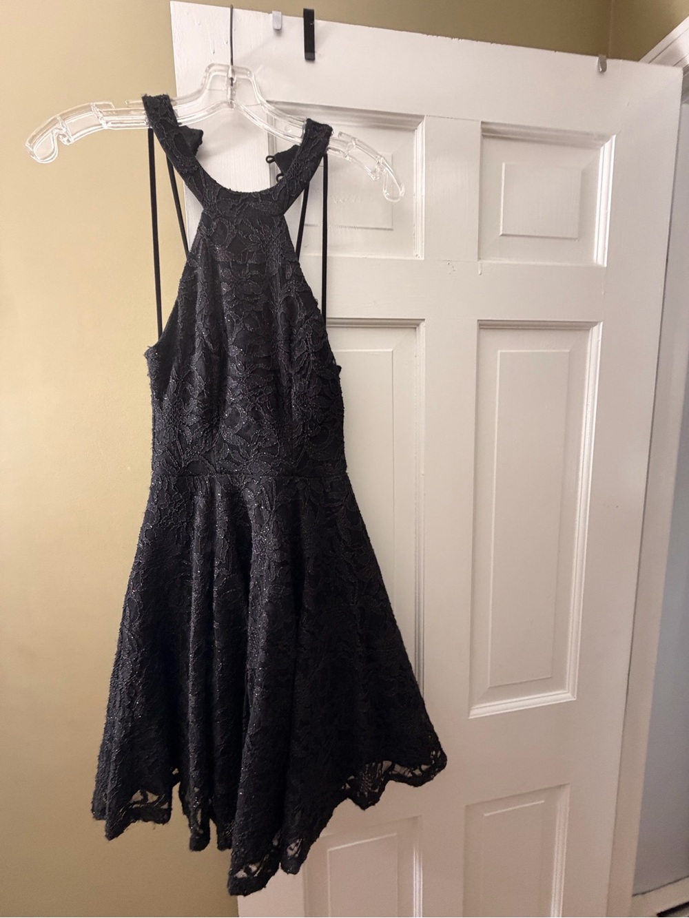 B Darlin Black Lace Halter Party Dress